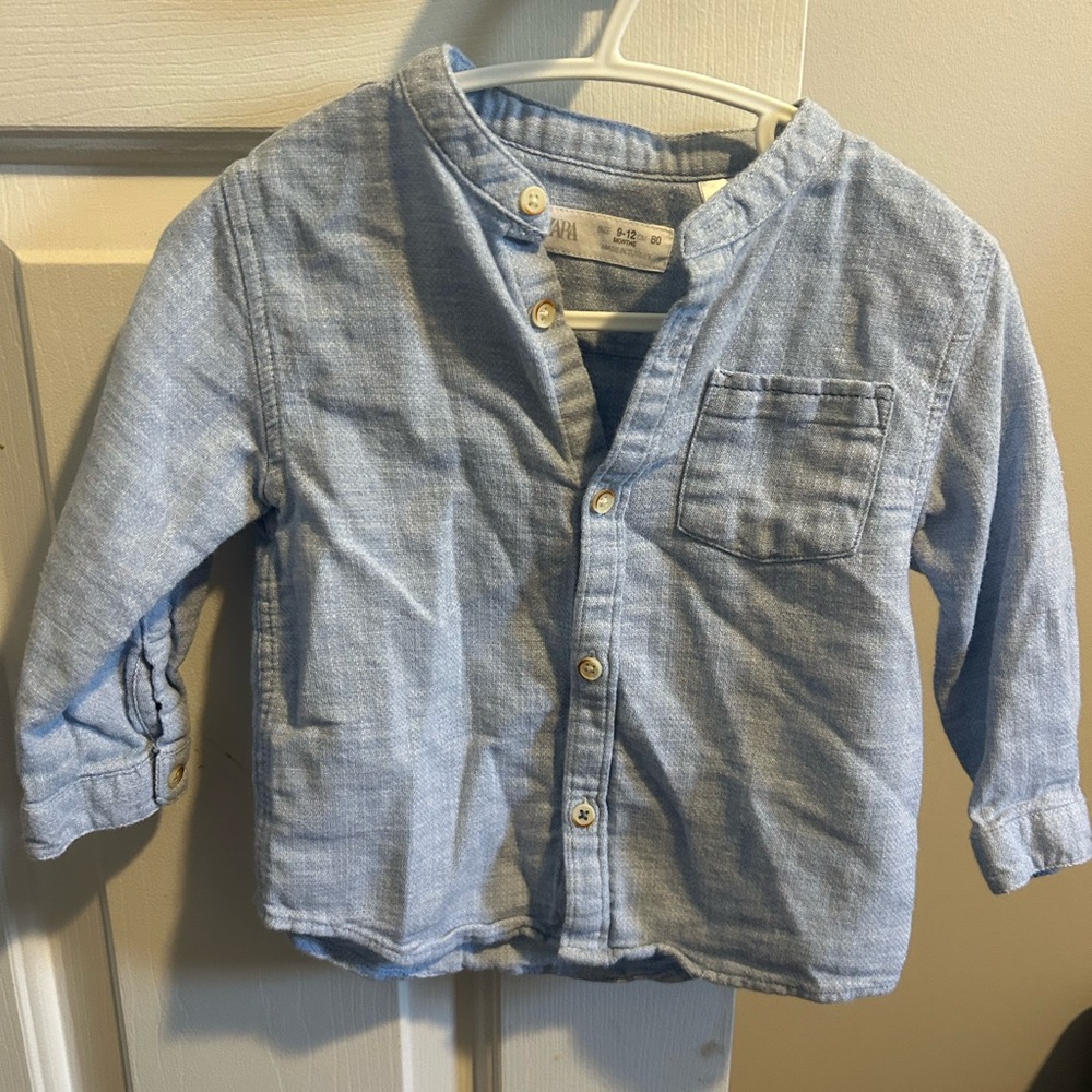 ZARA 9-12m Light Blue Kids Shirt
